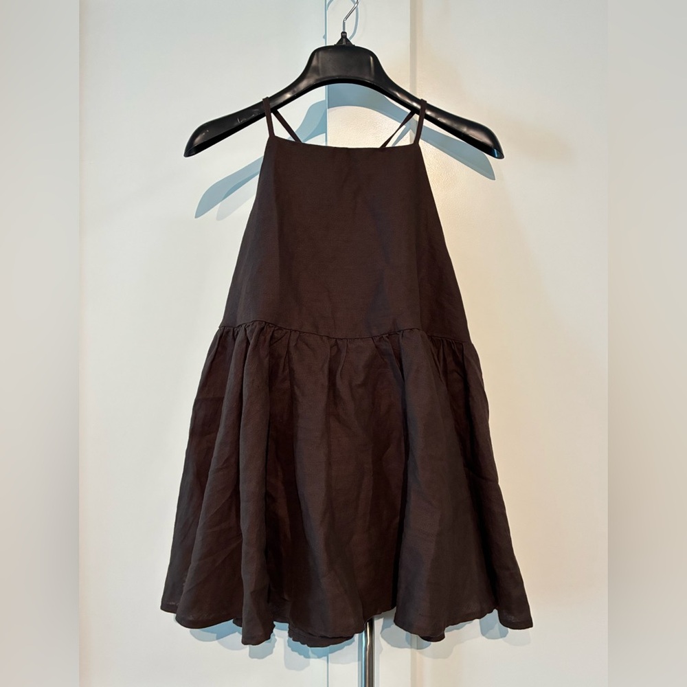 *NWT* 🤎 Plaidwhite One Size Brown Sleeveless Dress!